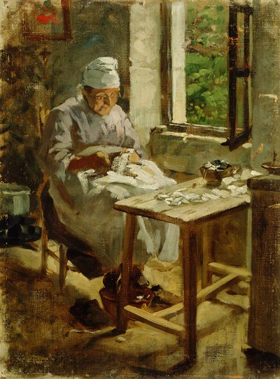 Old Mother Sewing by Jurij Šubic